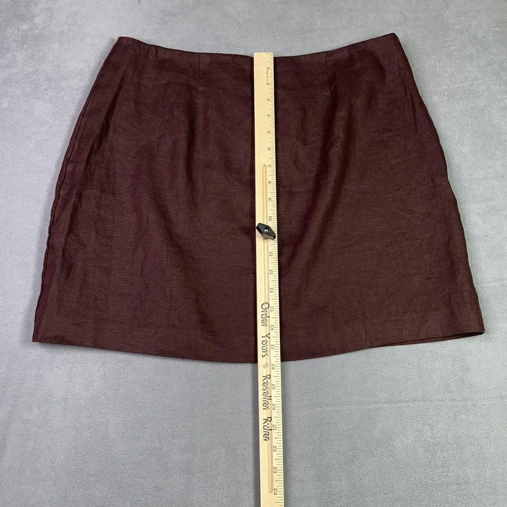 Madewell Pleated Linen Skirt Womens 12 Chocolate Raisin Brown Lined Academia NEW